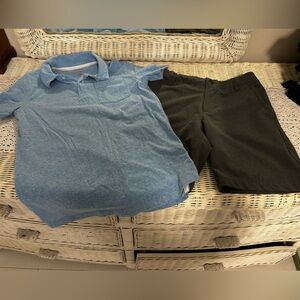 Cat and Jack/all in motion boys polo shirt and gray shorts size 8/10 and 10